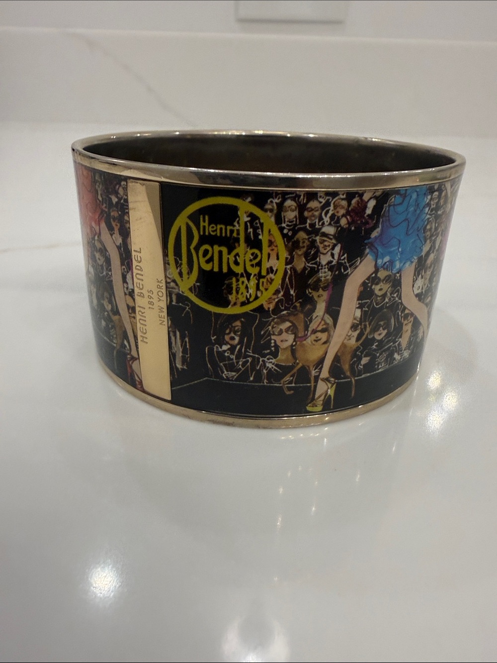 Henri Bendel Black Gold Graphic Cuff with Blue and Pink Accents - Picture 6 of 7
